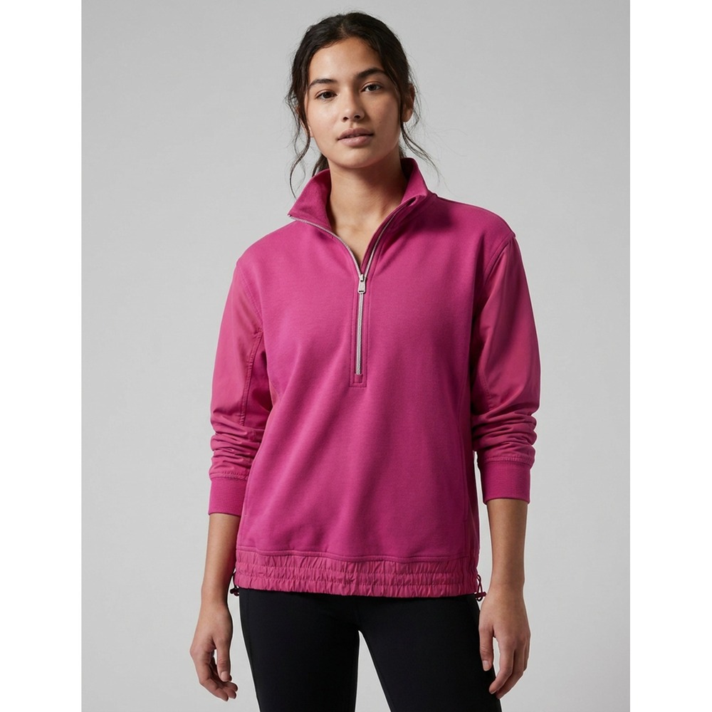 Athleta Womens Small Pink Quarter Zip Pullover Jacket Athletic Golf Activewear S
